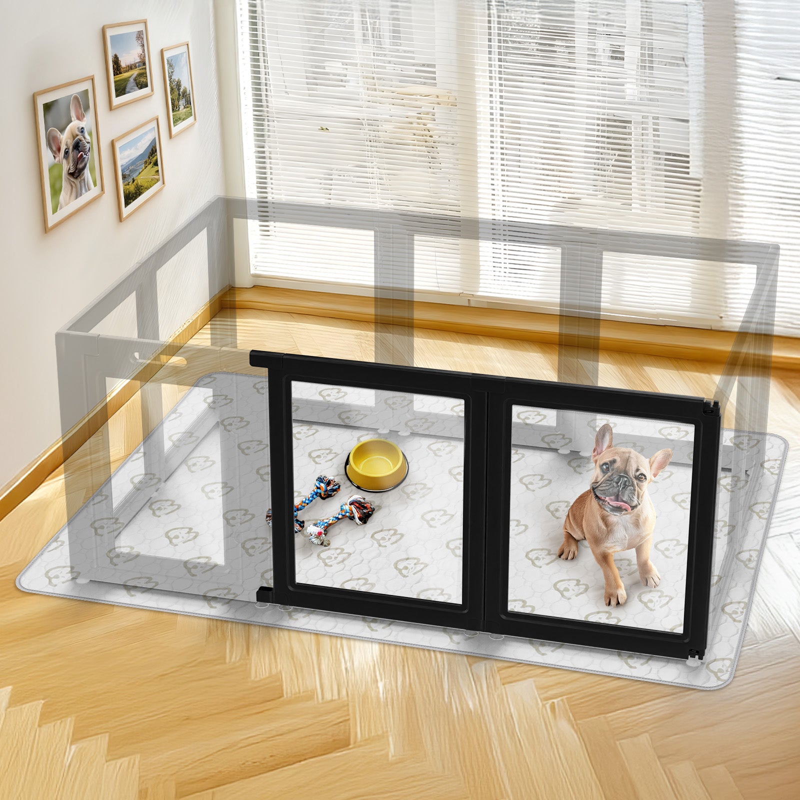 AuraSpace Acrylic Indoor Dog Playpen for Small to Medium Dogs