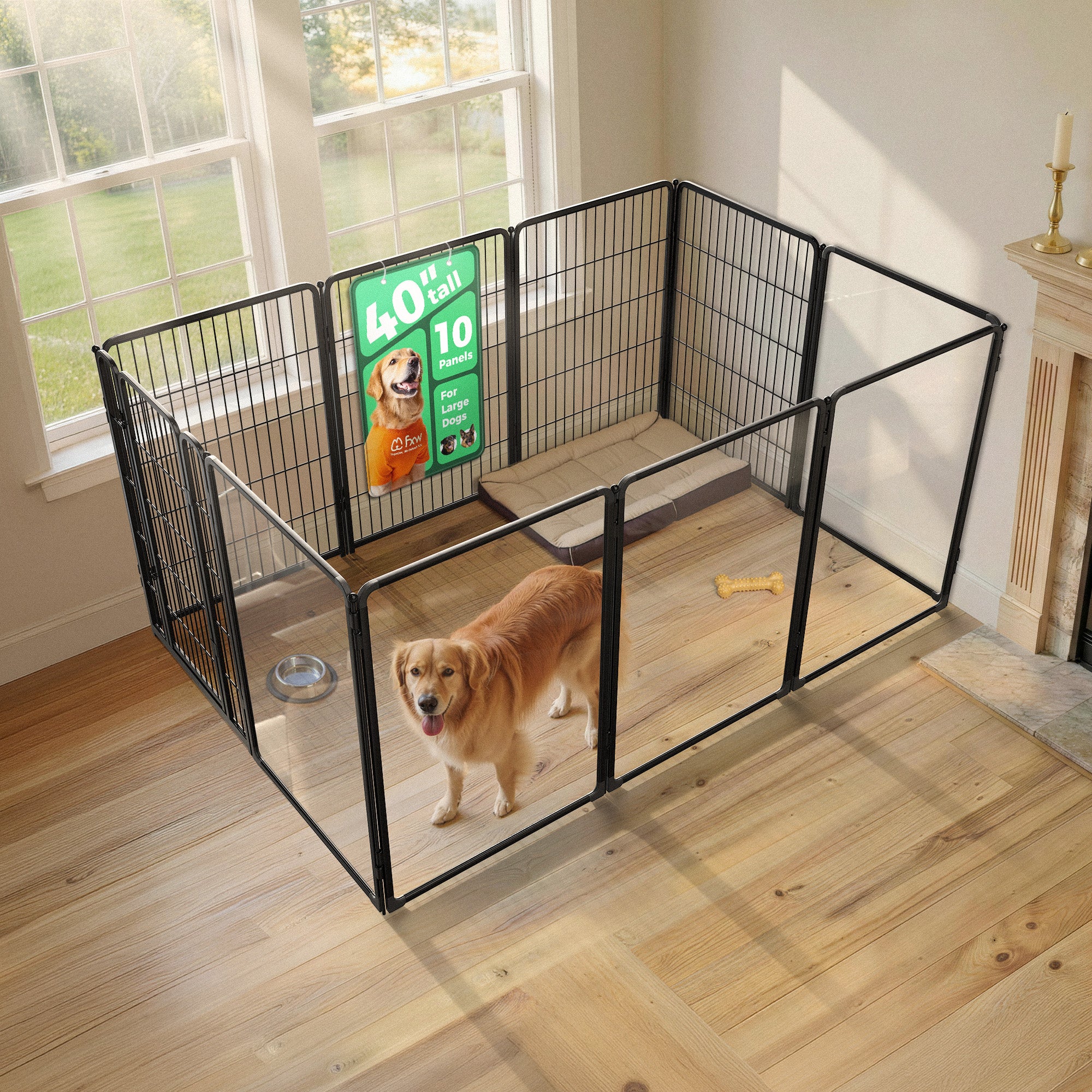 FXW Acrylic & Wire Mesh Indoor Dog Playpen