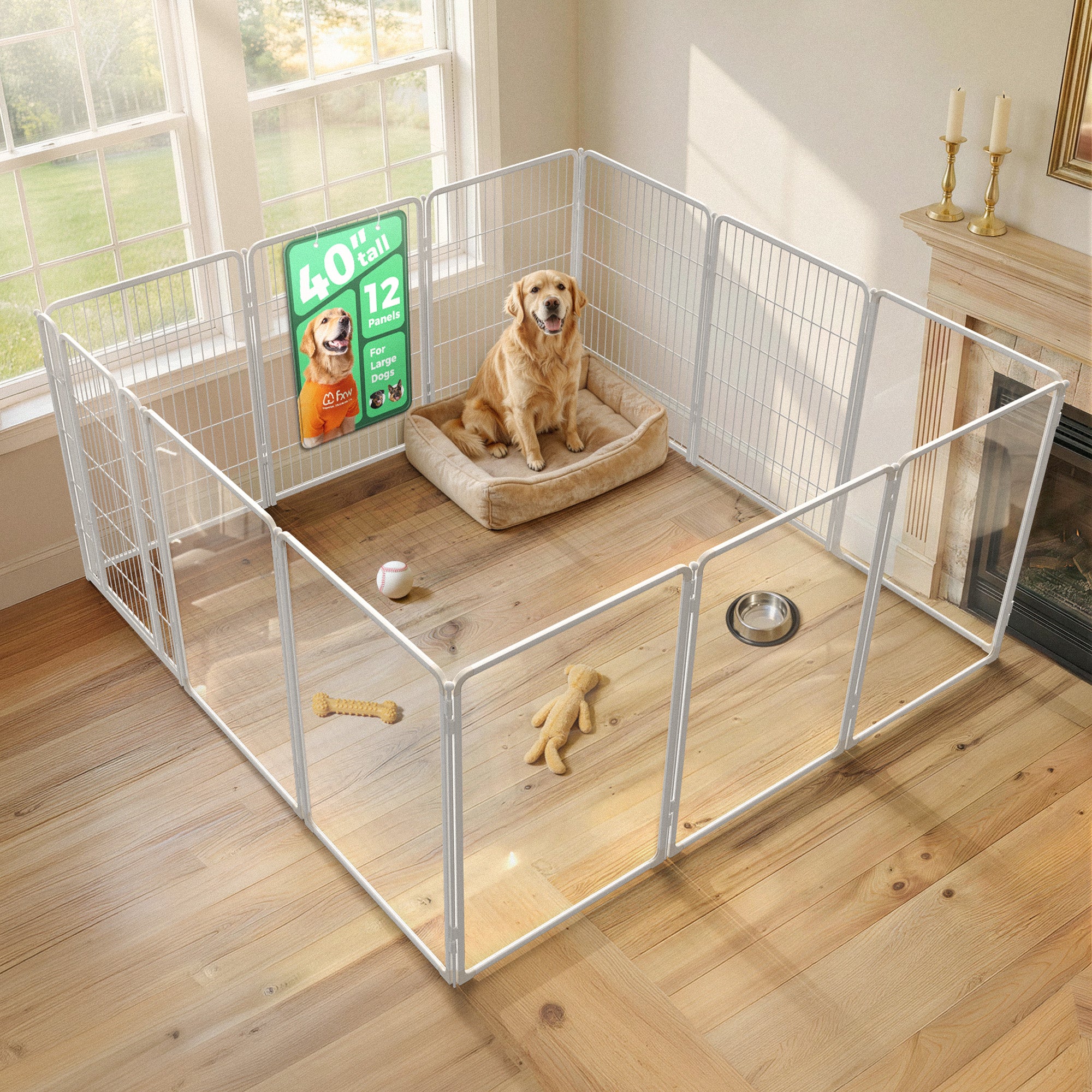 FXW Acrylic & Wire Mesh Indoor Dog Playpen