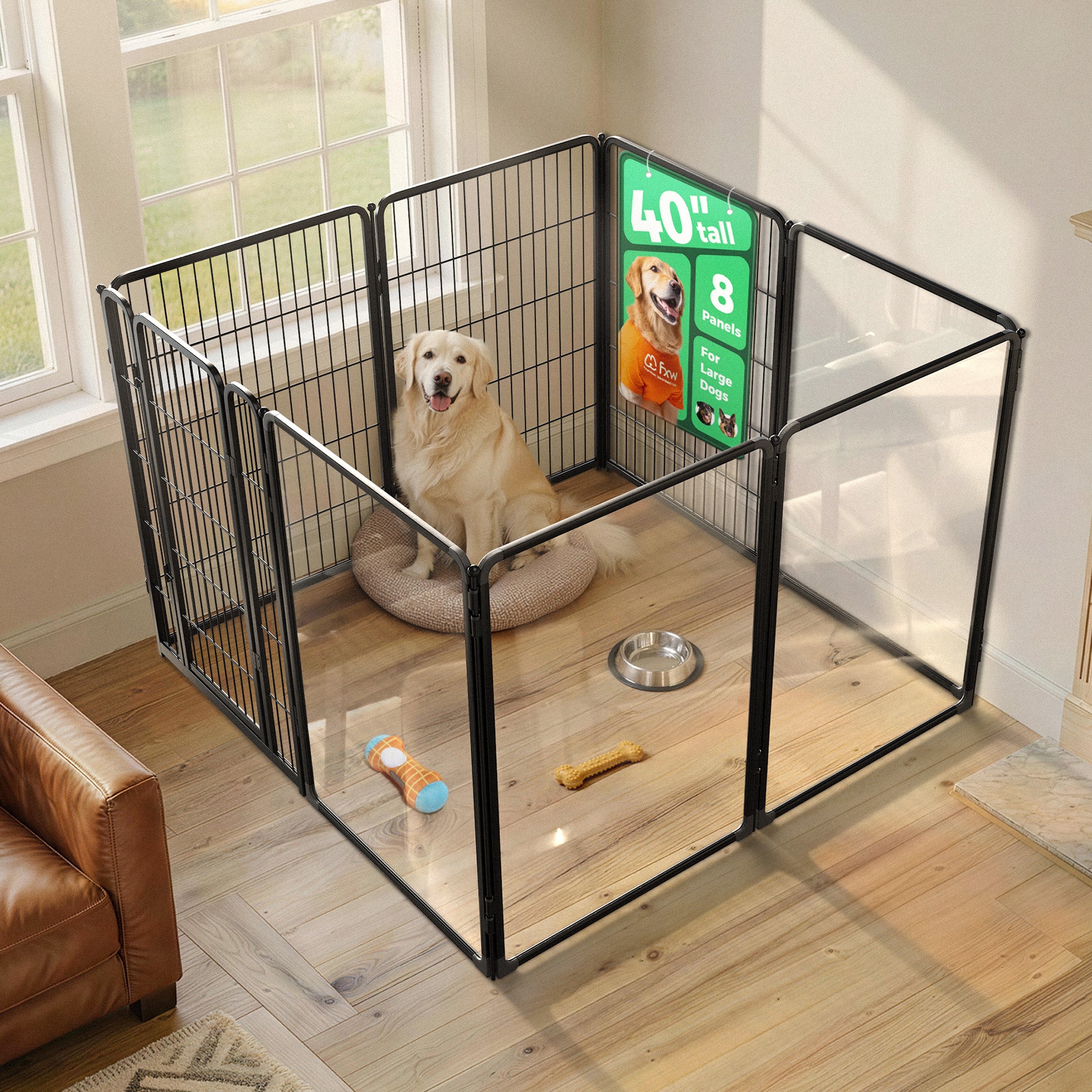 FXW Acrylic & Wire Mesh Indoor Dog Playpen
