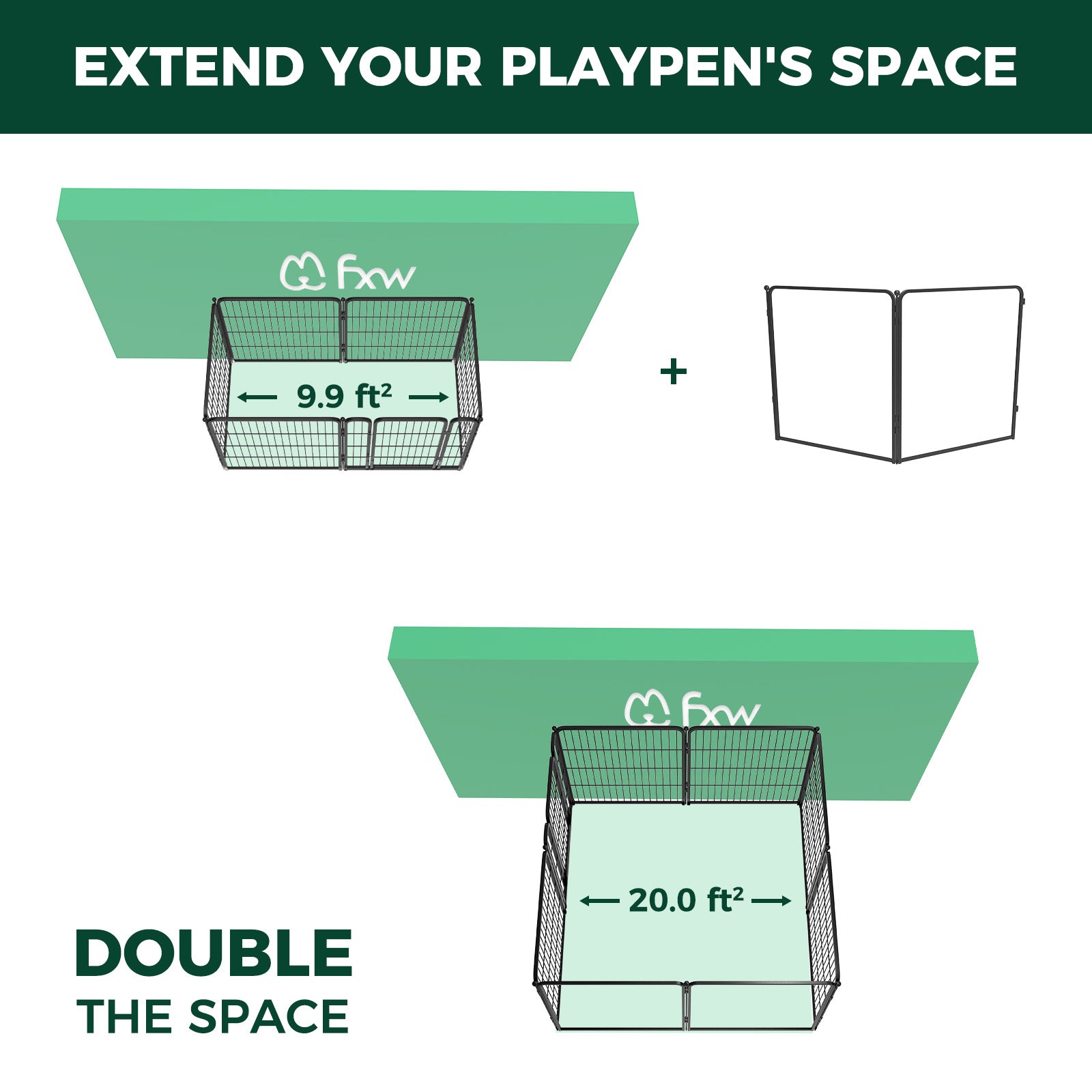 FXW Pawadise Acrylic & Wire Mesh Indoor Dog Playpen