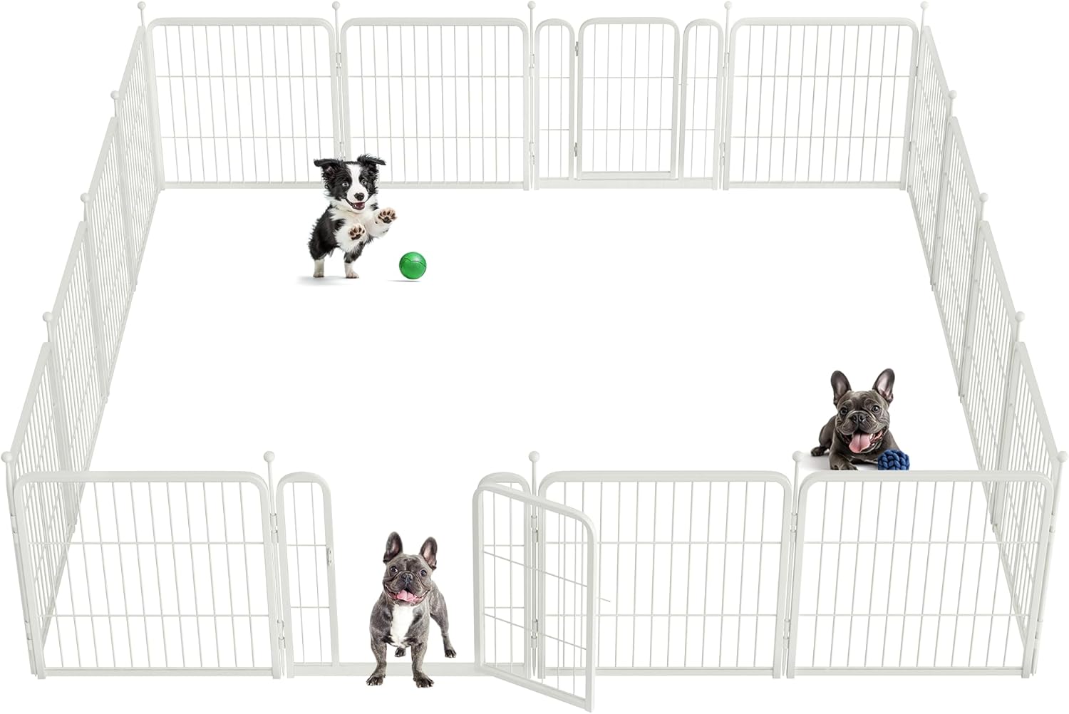 White Rollick Dog Playpen for All-Terrain 24 inch 14 Panels & 2 Gates (No Step) FXW