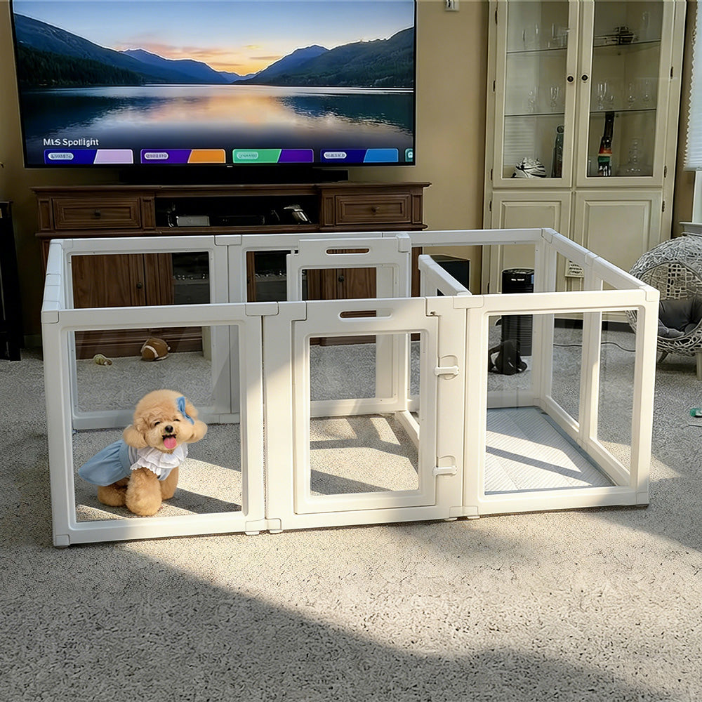 AuraSpace Acrylic Indoor Dog Playpen for Small to Medium Dogs