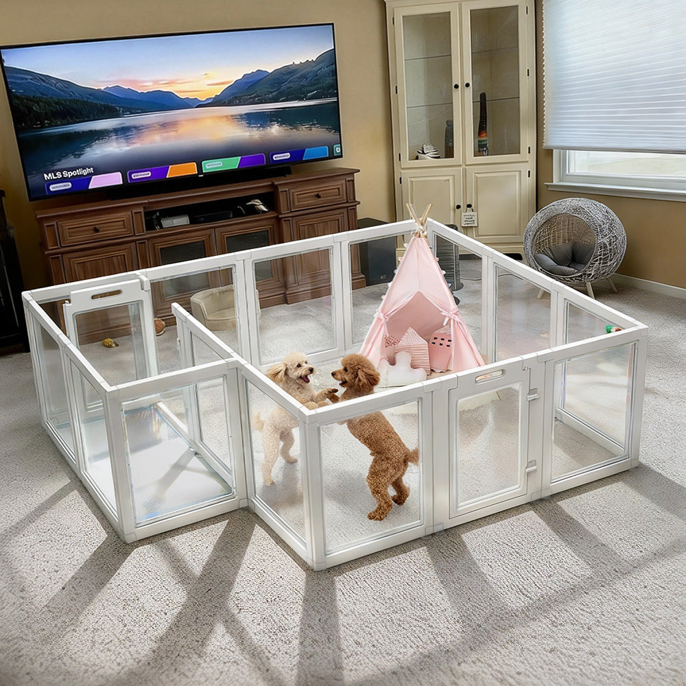 AuraSpace Acrylic Indoor Dog Playpen for Small to Medium Dogs