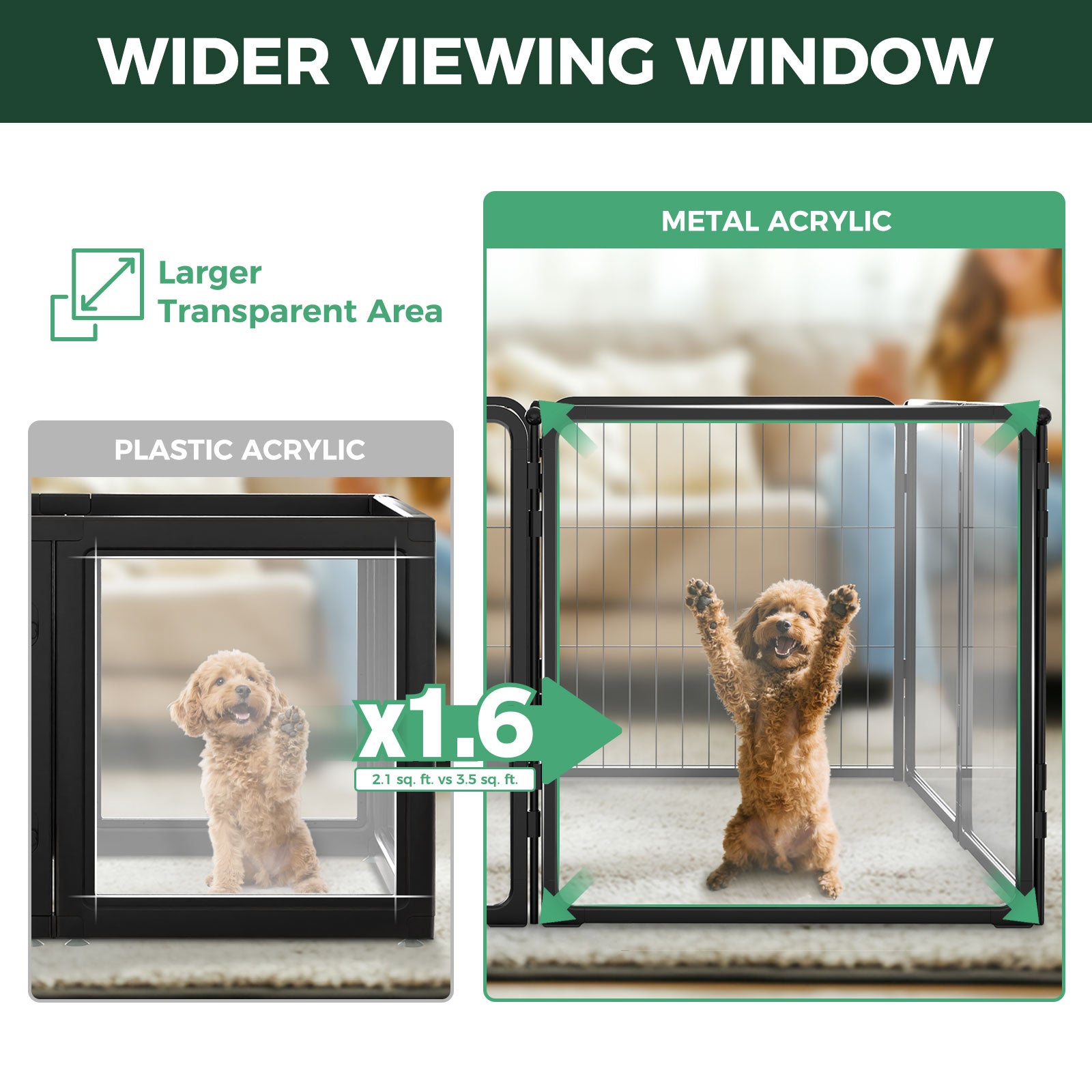 FXW Acrylic & Wire Mesh Indoor Dog Playpen