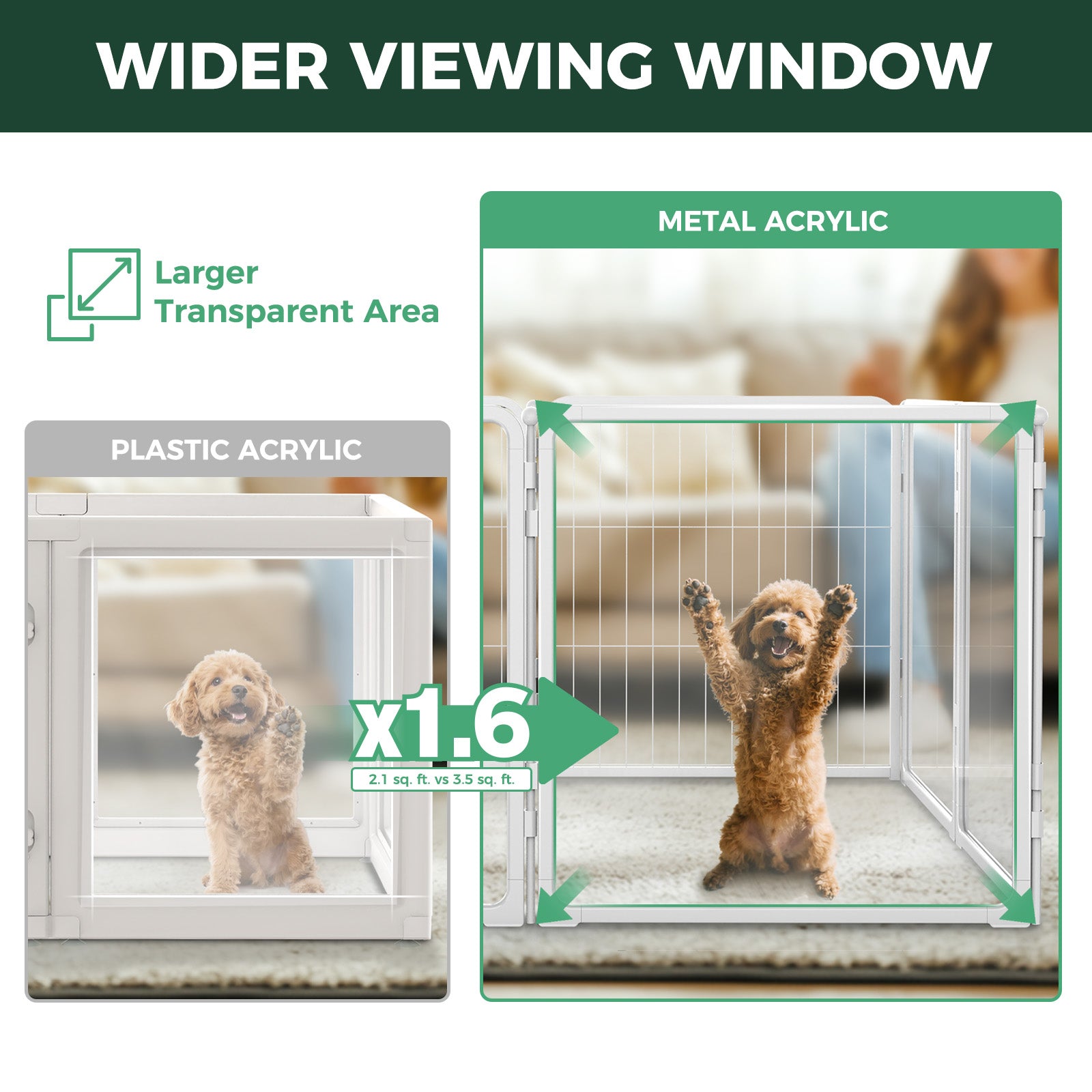 FXW Acrylic & Wire Mesh Indoor Dog Playpen