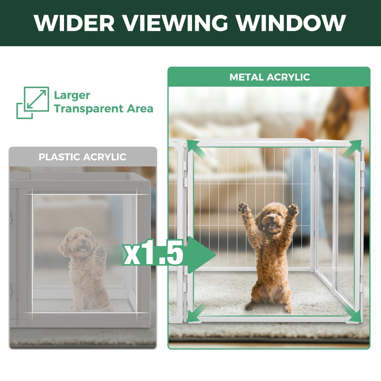 FXW Acrylic & Wire Mesh Indoor Dog Playpen
