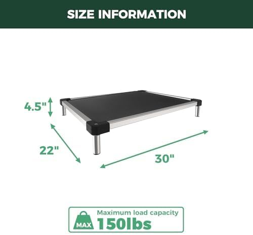 TitanNest Cooling Chew-Proof Elevated Dog Bed for Your Chewer 30.0"Lx22.0"W x 4.5"H Black FXW