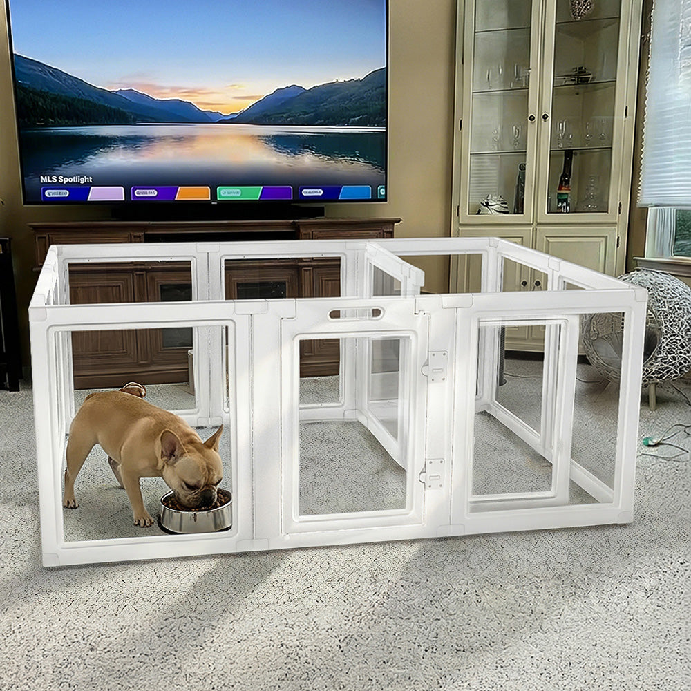 AuraSpace Acrylic Indoor Dog Playpen for Small to Medium Dogs