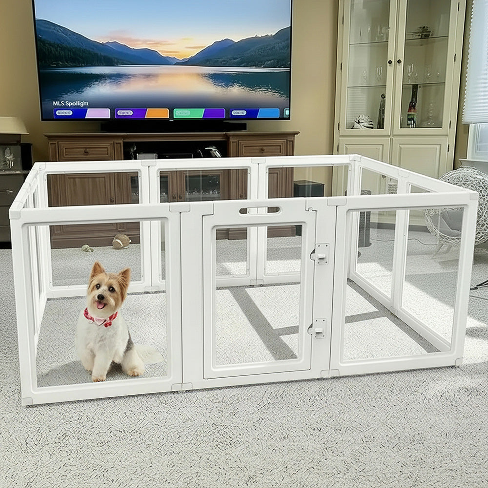 AuraSpace Acrylic Indoor Dog Playpen for Small to Medium Dogs