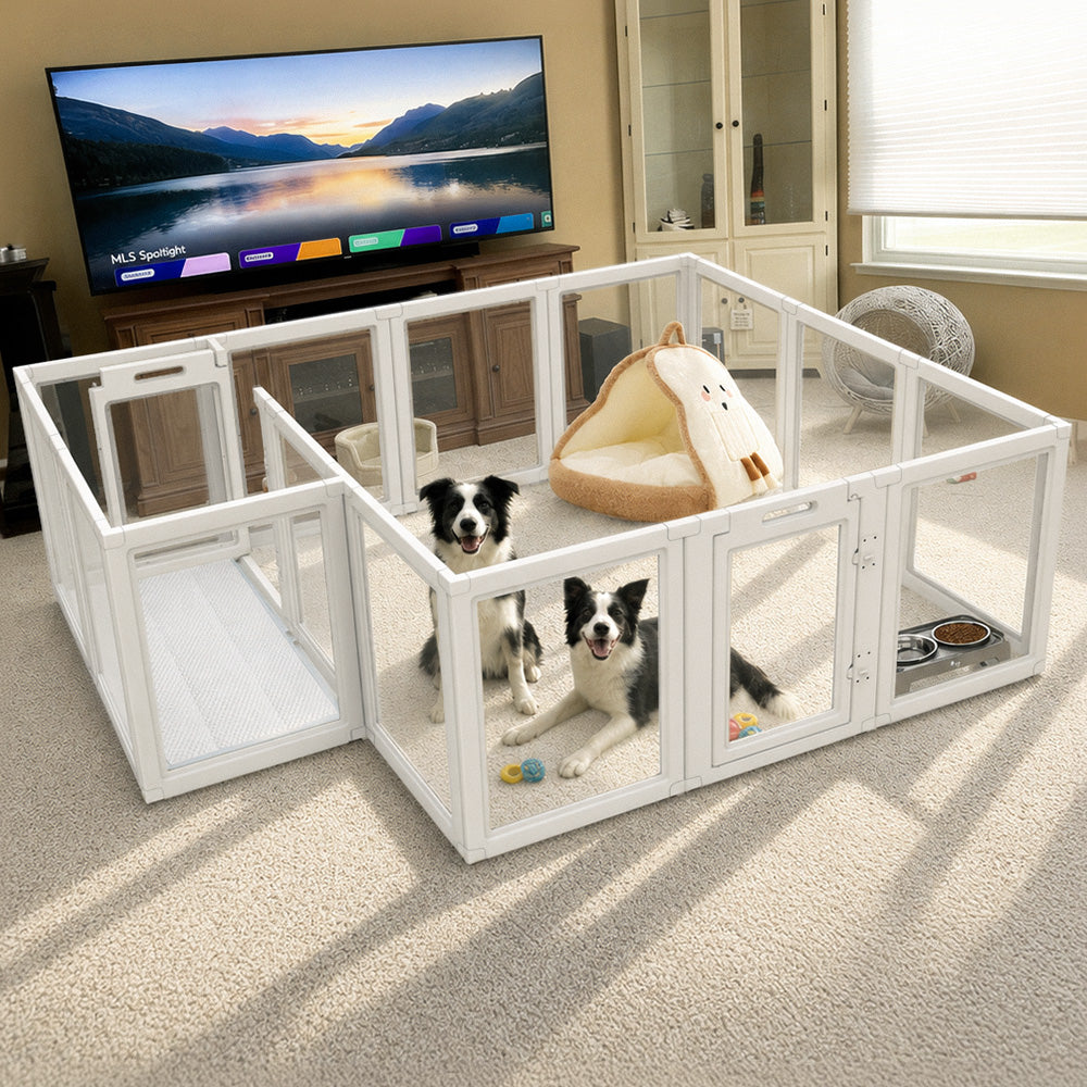 AuraSpace Acrylic Indoor Dog Playpen for Small to Medium Dogs