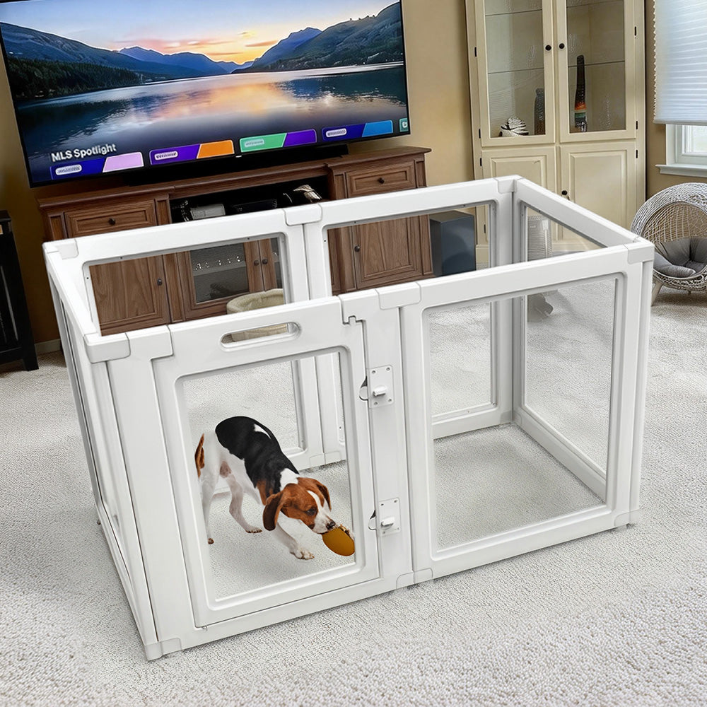 AuraSpace Acrylic Indoor Dog Playpen for Small to Medium Dogs