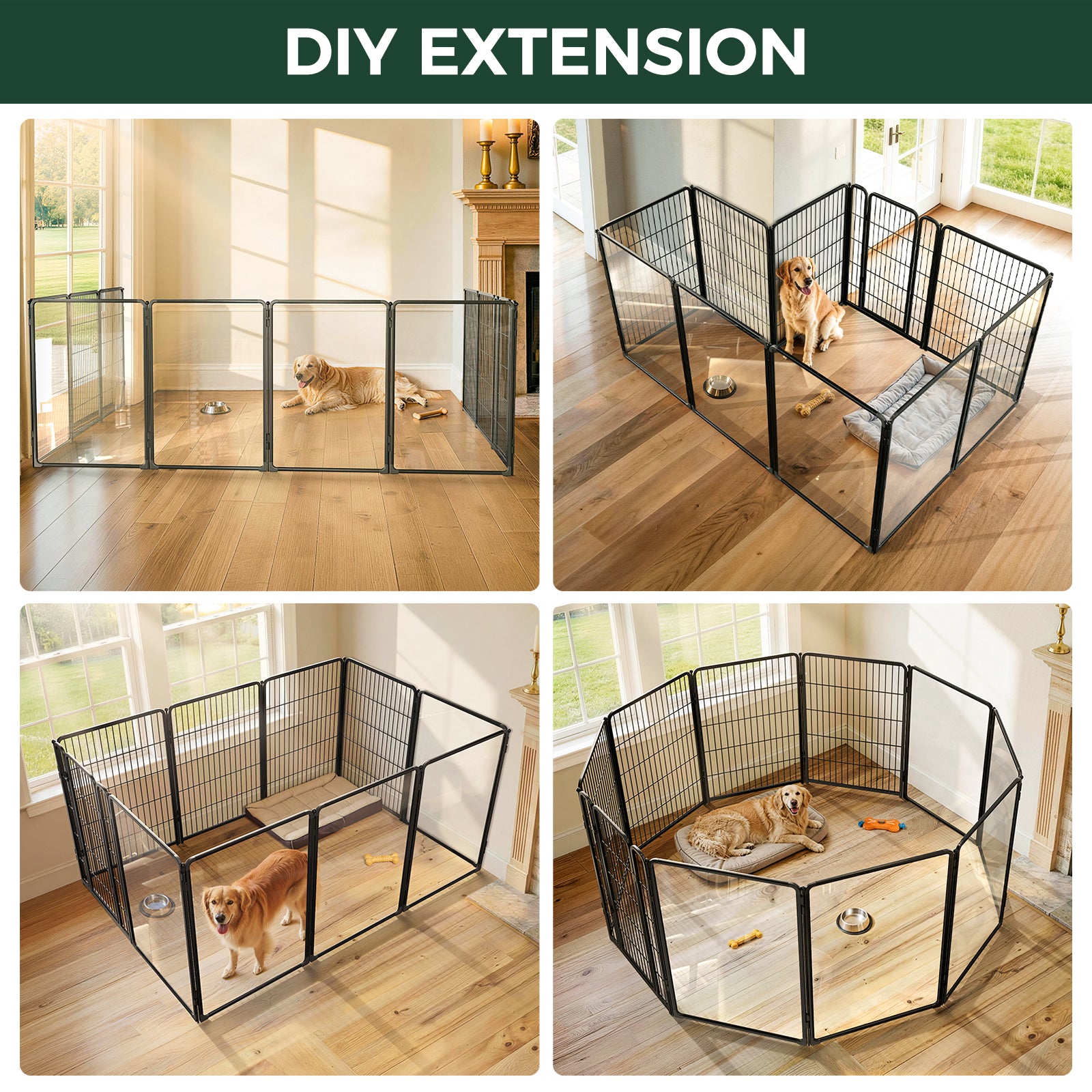 FXW Acrylic & Wire Mesh Indoor Dog Playpen