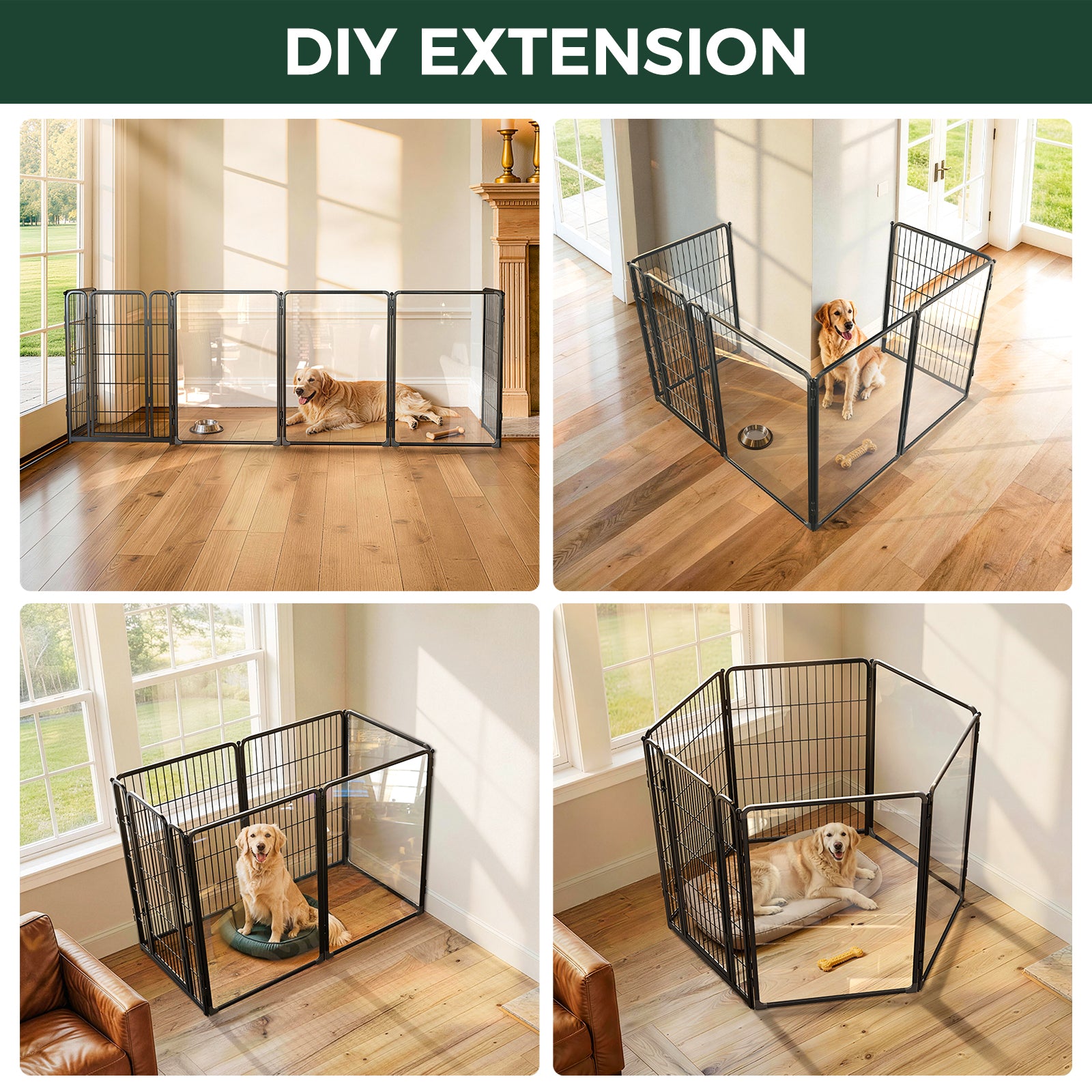 FXW Acrylic & Wire Mesh Indoor Dog Playpen