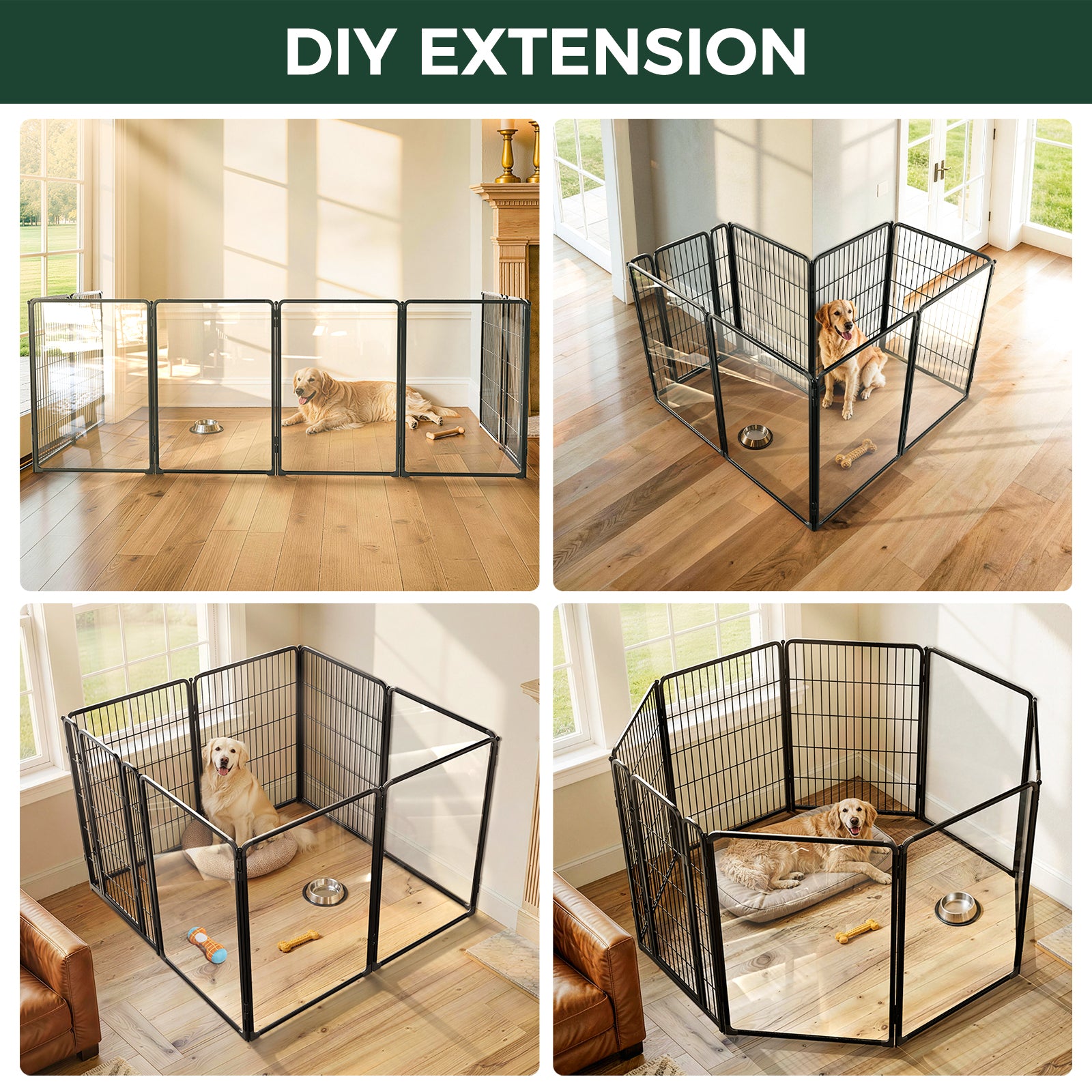 FXW Acrylic & Wire Mesh Indoor Dog Playpen