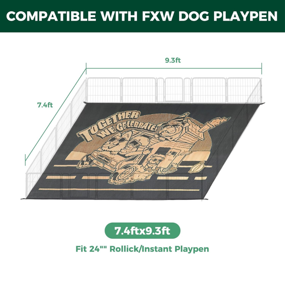 Let's ROLL RV Rug – Designed for RV Adventures with Your Dog 9.3'×7.4' Orange FXW