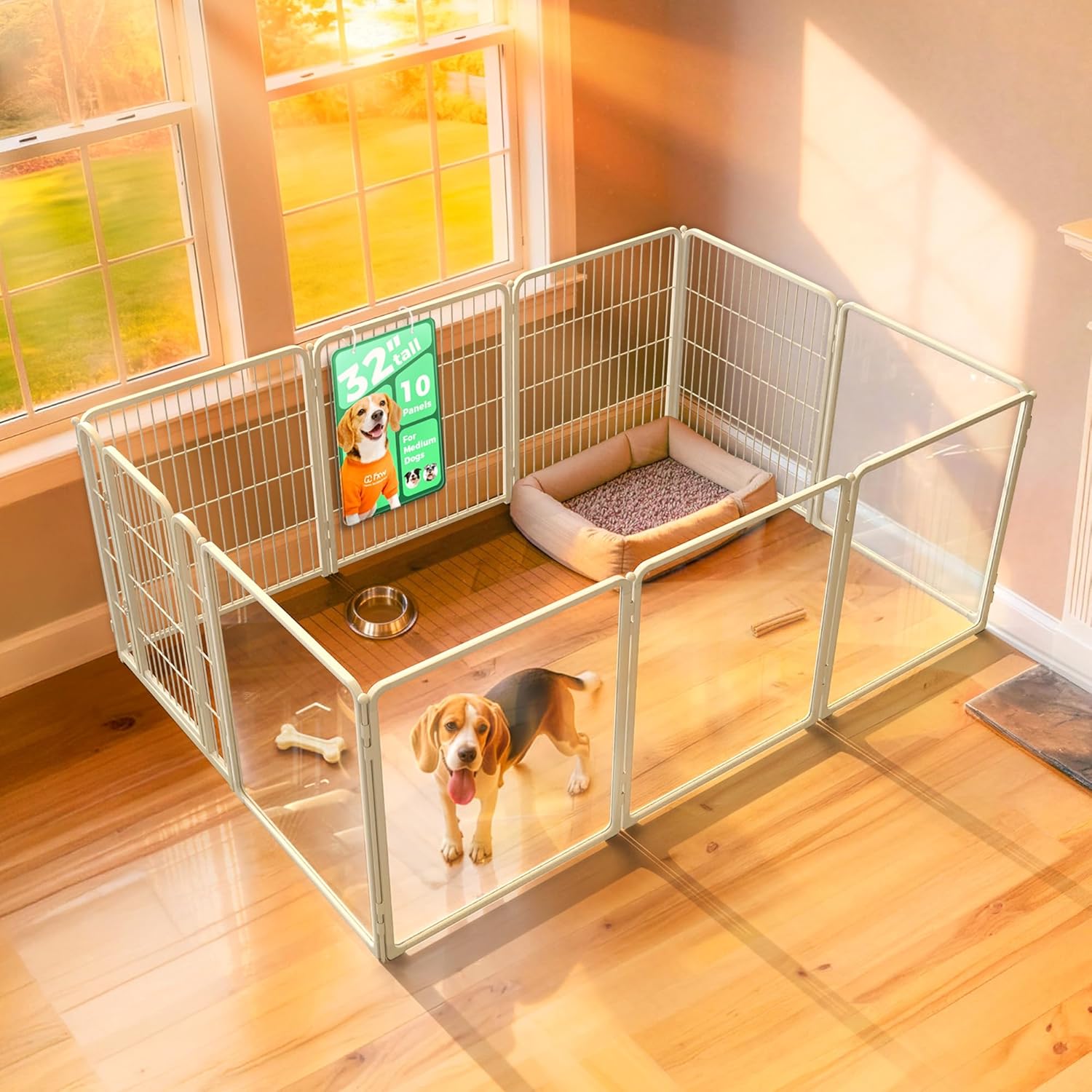 FXW Acrylic & Wire Mesh Indoor Dog Playpen