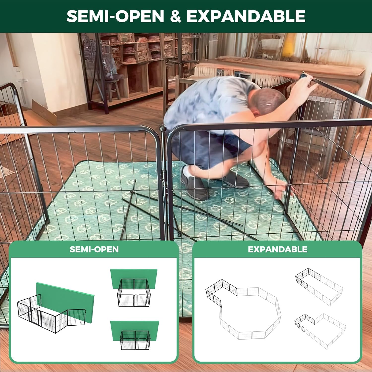 Bundle - Black Homeplus Dog Playpen & Dog Playpen Partition Connector(Pack of 2)
