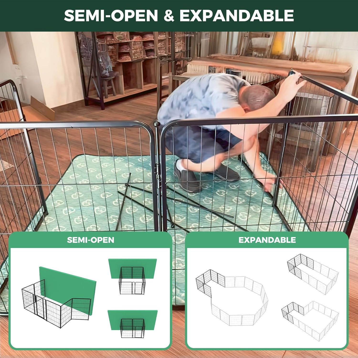Bundle - Black Homeplus Dog Playpen & Dog Playpen Partition Connector(Pack of 2)