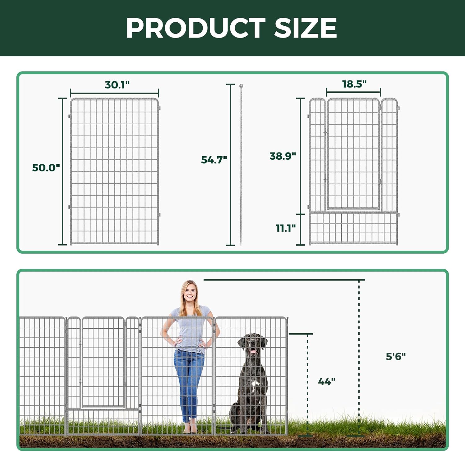 FXW Garden Fence Outdoor for The Yard - Silver