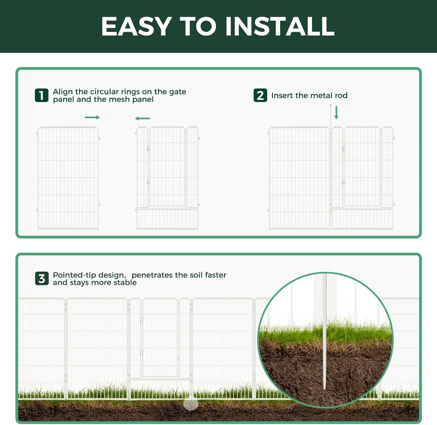 FXW Garden Fence Outdoor for The Yard - White