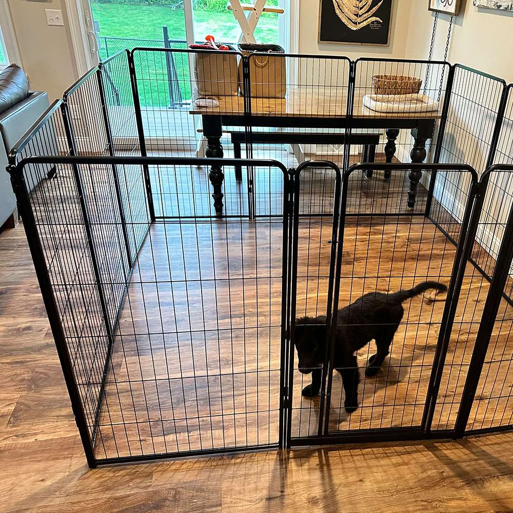 Homeplus Dog Playpen for Indoor Use Black 45 inch 11 Panels & 1 Gate FXW