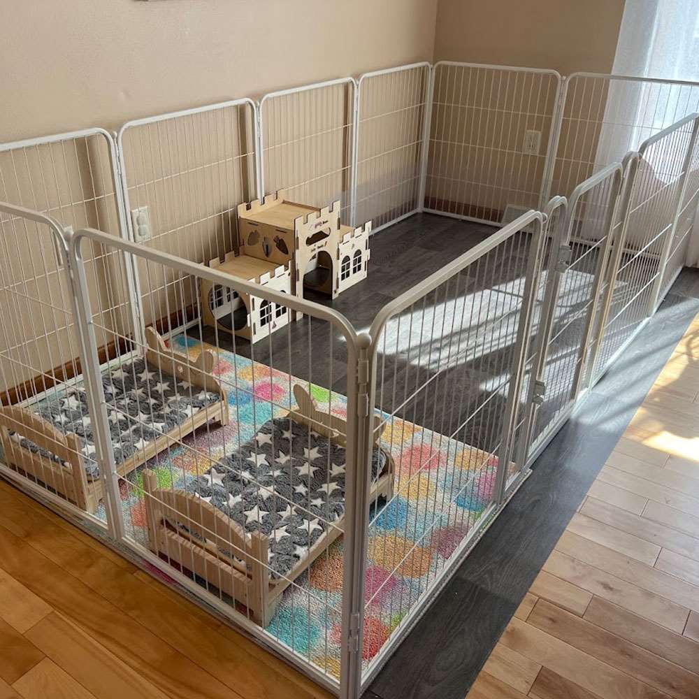 Homeplus Dog Playpen for Indoor Use White 32 inch 11 Panels & 1 Gate FXW