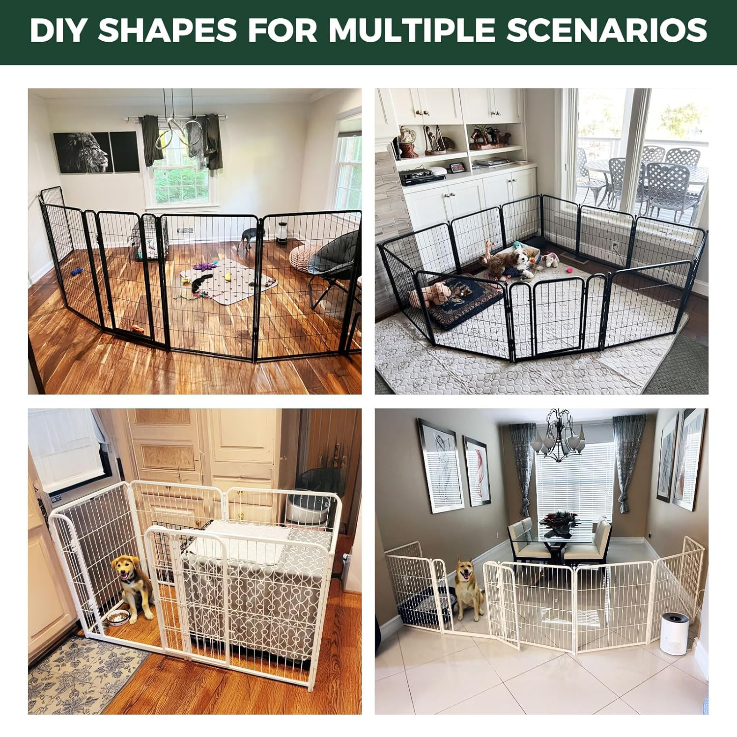 Bundle - White Homeplus Dog Playpen & Dog Playpen Partition Connector (Pack of 2)
