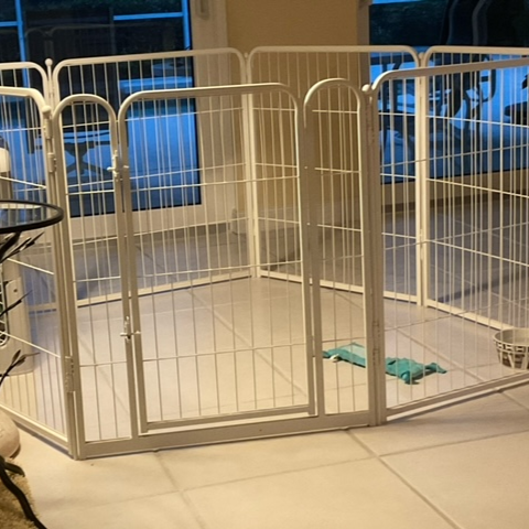 Bundle - White Homeplus Dog Playpen & Fence-to- Wall Anchor & Pee Pad (3 PCs) FXW