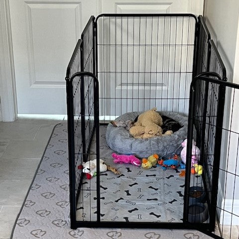 Bundle - Black Homeplus Dog Playpen & Fence-to- Wall Anchor & Pee Pad (3 PCs) FXW