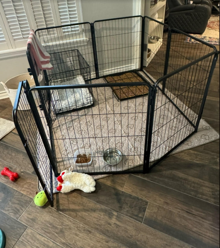 Bundle - Black Homeplus Dog Playpen & Fence-to- Wall Anchor & Pee Pad (3 PCs) FXW