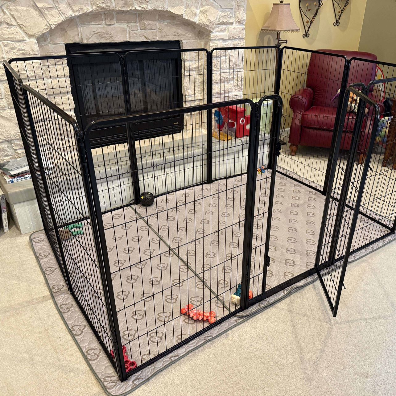 Bundle - Black Homeplus Dog Playpen & Fence-to- Wall Anchor & Pee Pad (3 PCs) FXW
