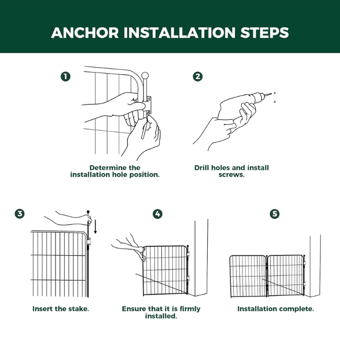 Bundle - Homeplus Dog Playpen & Fence-to-Wall Anchor (2 PCs)