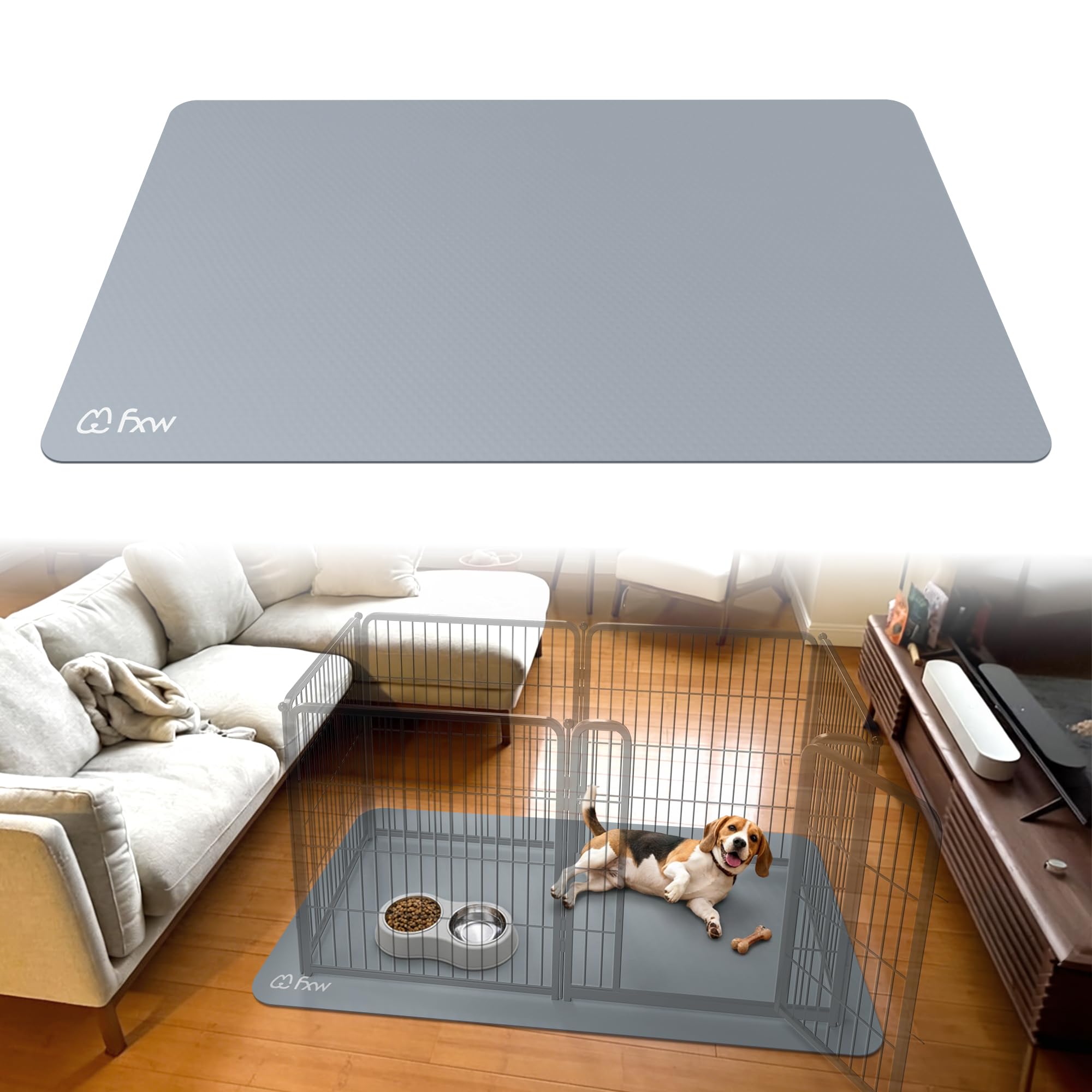 FXW Ultra Waterproof Pet Floor Protector Mat and Under Dog Crate Mat