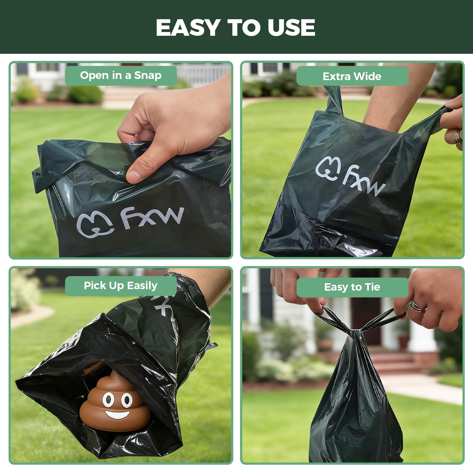 FXW Dog Poop Bags 2-ply Extra Thick Leak Proof