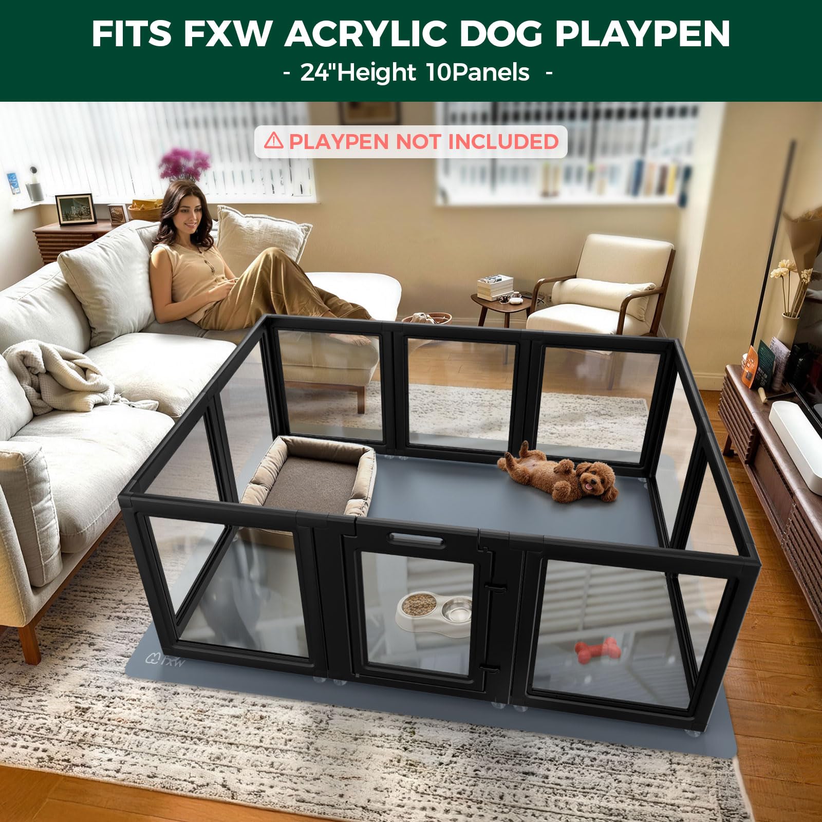 FXW Ultra Waterproof Pet Floor Protector Mat and Under Dog Crate Mat