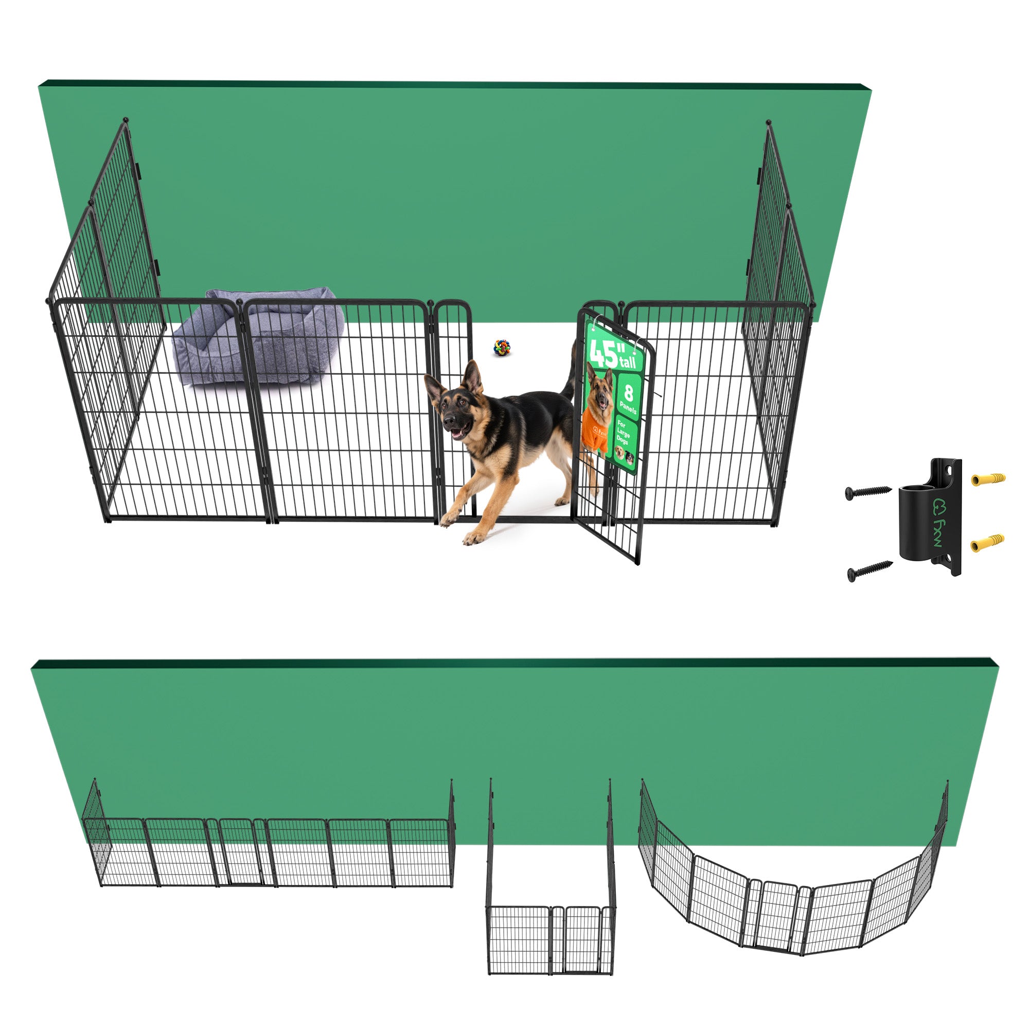 Bundle - Homeplus Dog Playpen & Fence-to-Wall Anchor(Pack of 4)