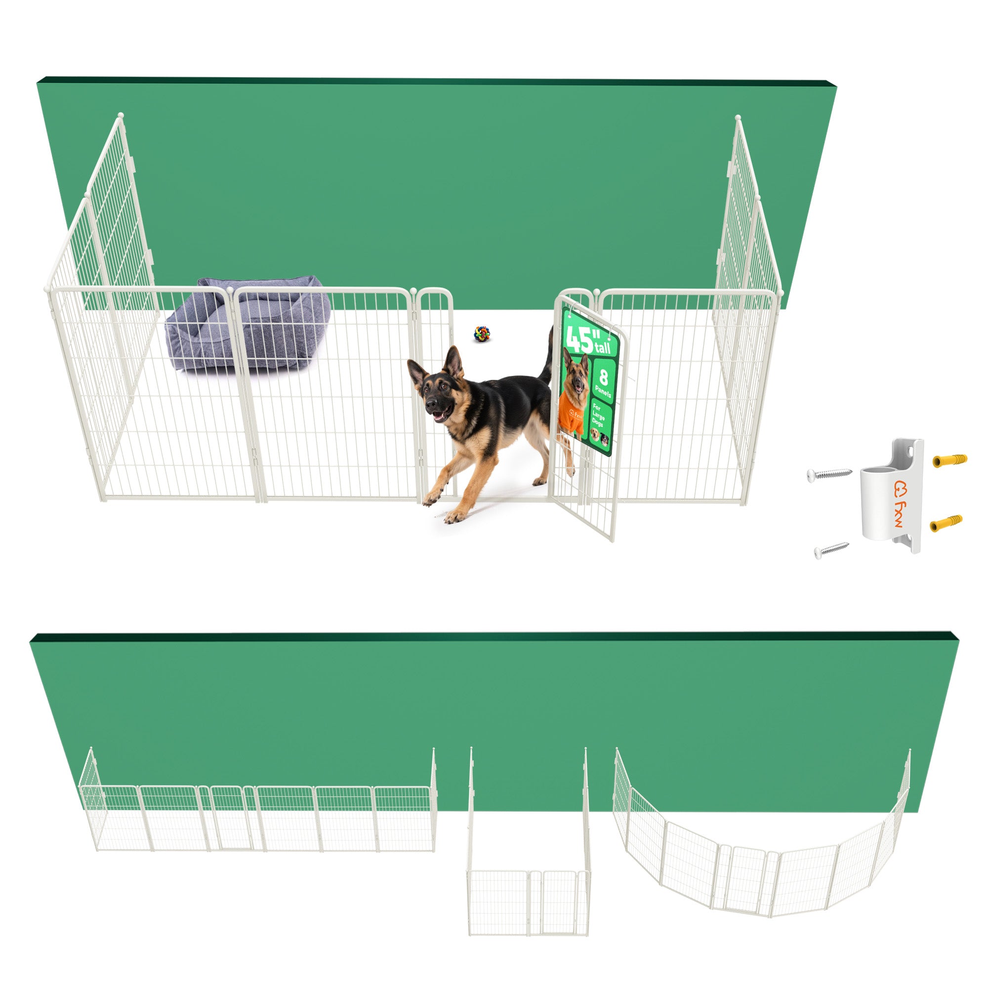 Bundle - Homeplus Dog Playpen & Fence-to-Wall Anchor (2 PCs)
