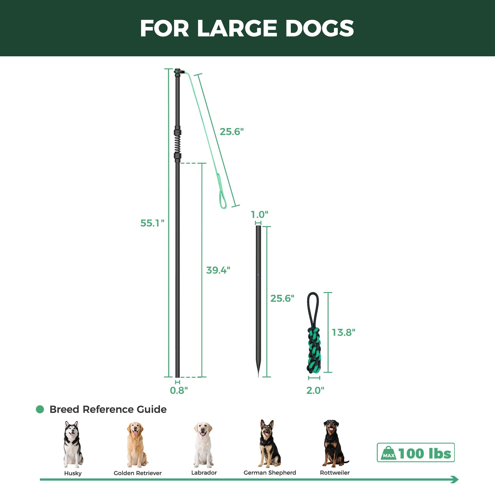 TugPal Flex Dog Tug Toy | Safe Outdoor Play with Spring-Top Rod