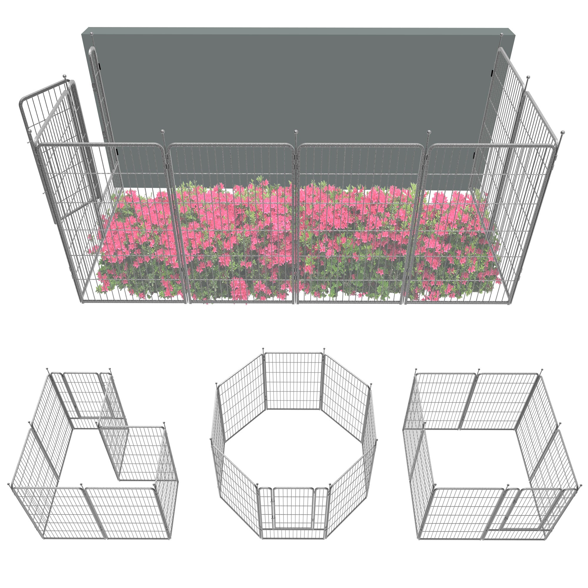 FXW Garden Fence Outdoor for The Yard - Silver