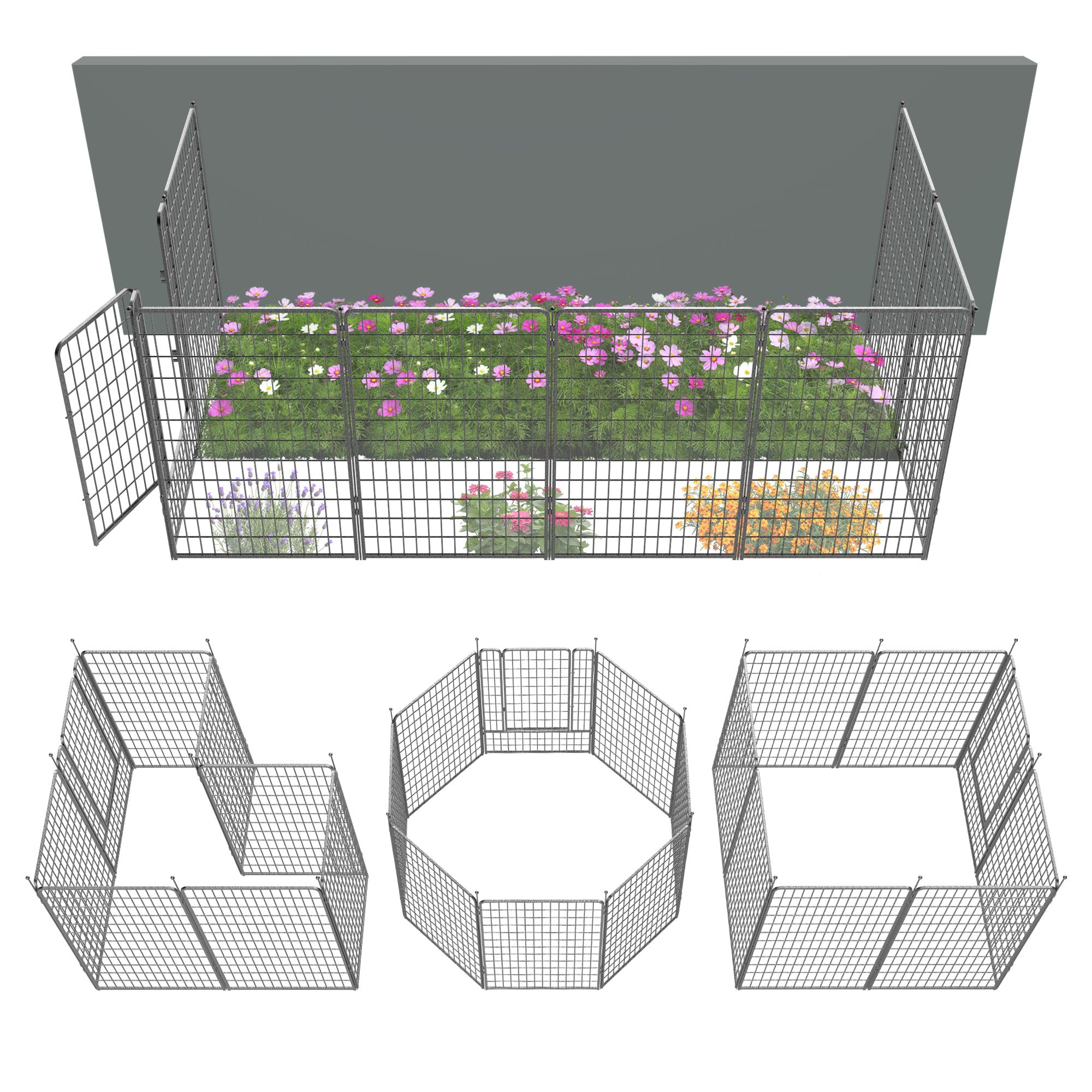 FXW Garden Fence Outdoor for The Yard - Silver