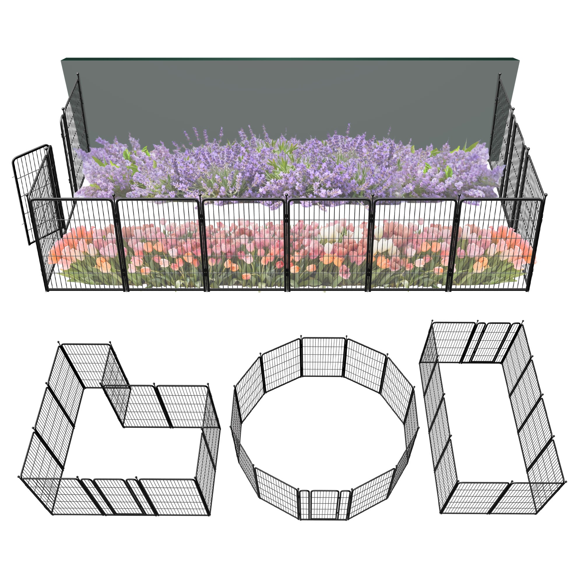 FXW Garden Fence Outdoor for The Yard - Black