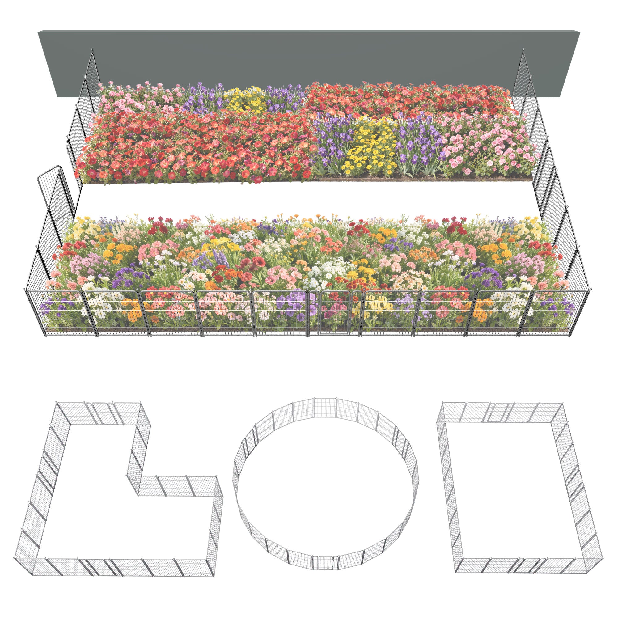 FXW Garden Fence Outdoor for The Yard - Silver