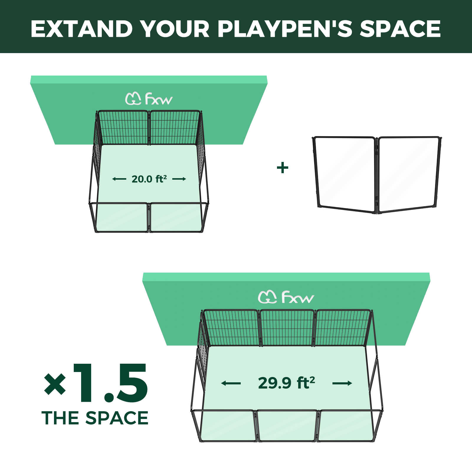 FXW Pawadise Acrylic & Wire Mesh Indoor Dog Playpen