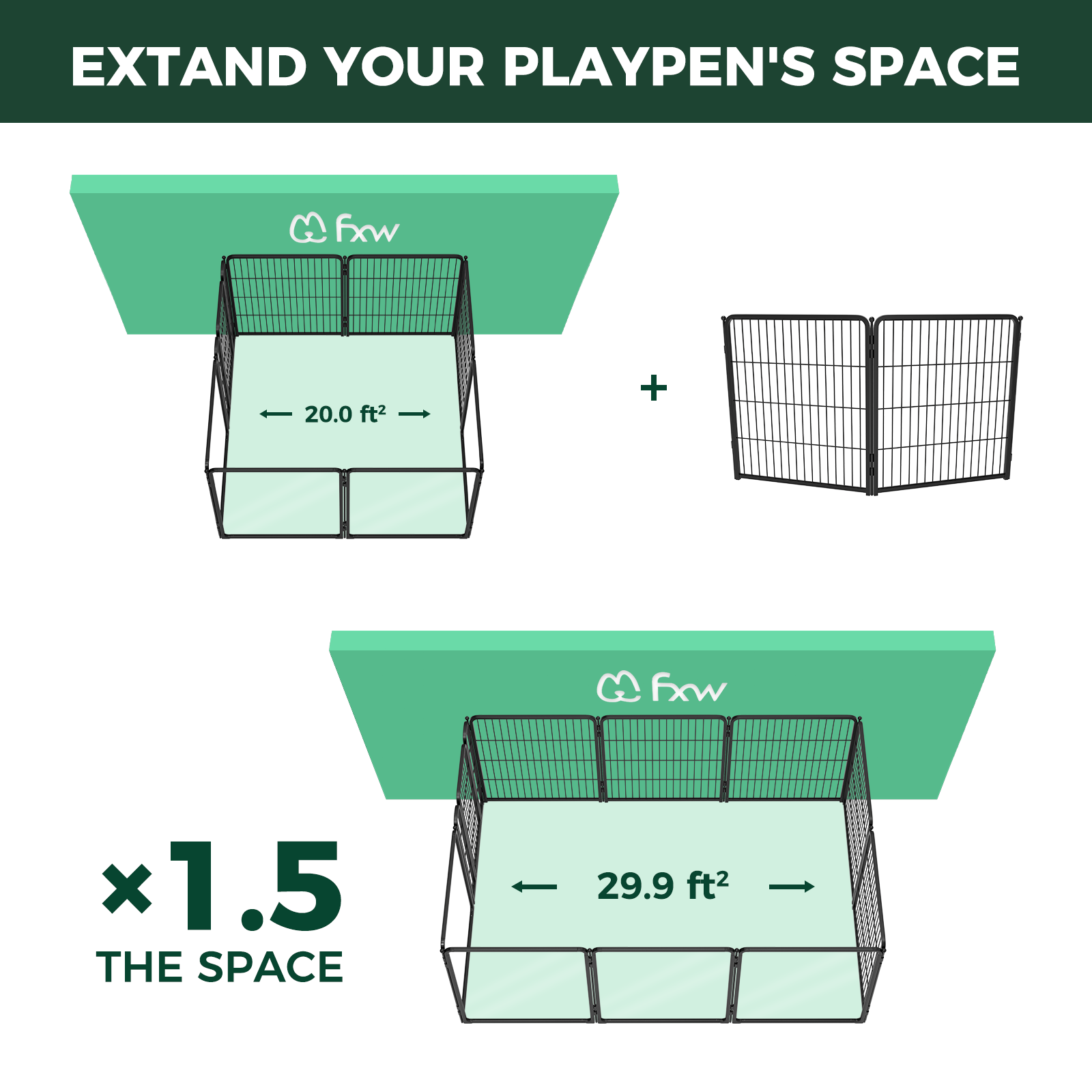 FXW Pawadise Acrylic & Wire Mesh Indoor Dog Playpen