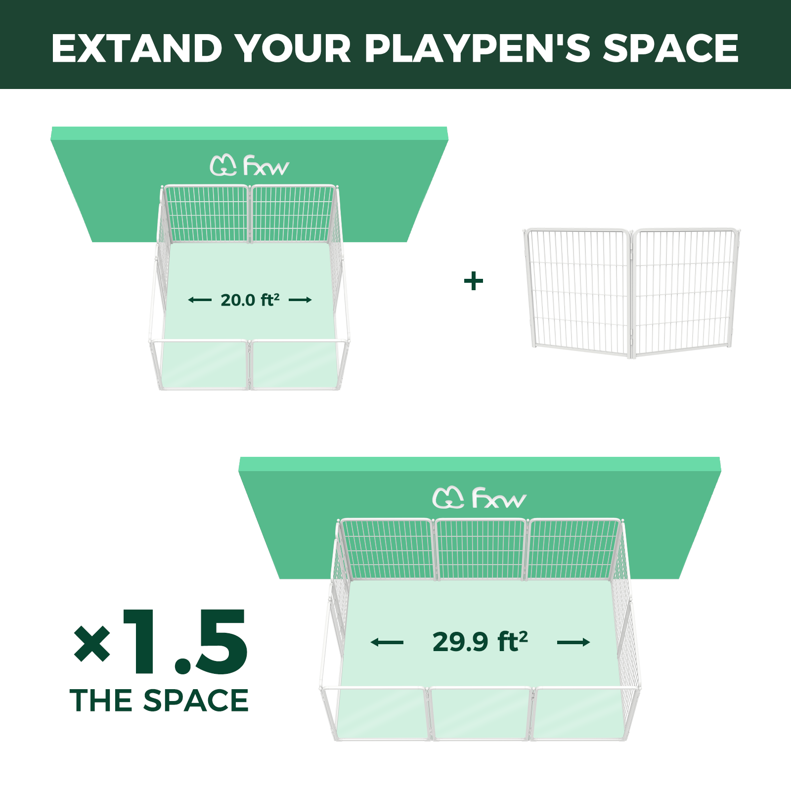 FXW Pawadise Acrylic & Wire Mesh Indoor Dog Playpen