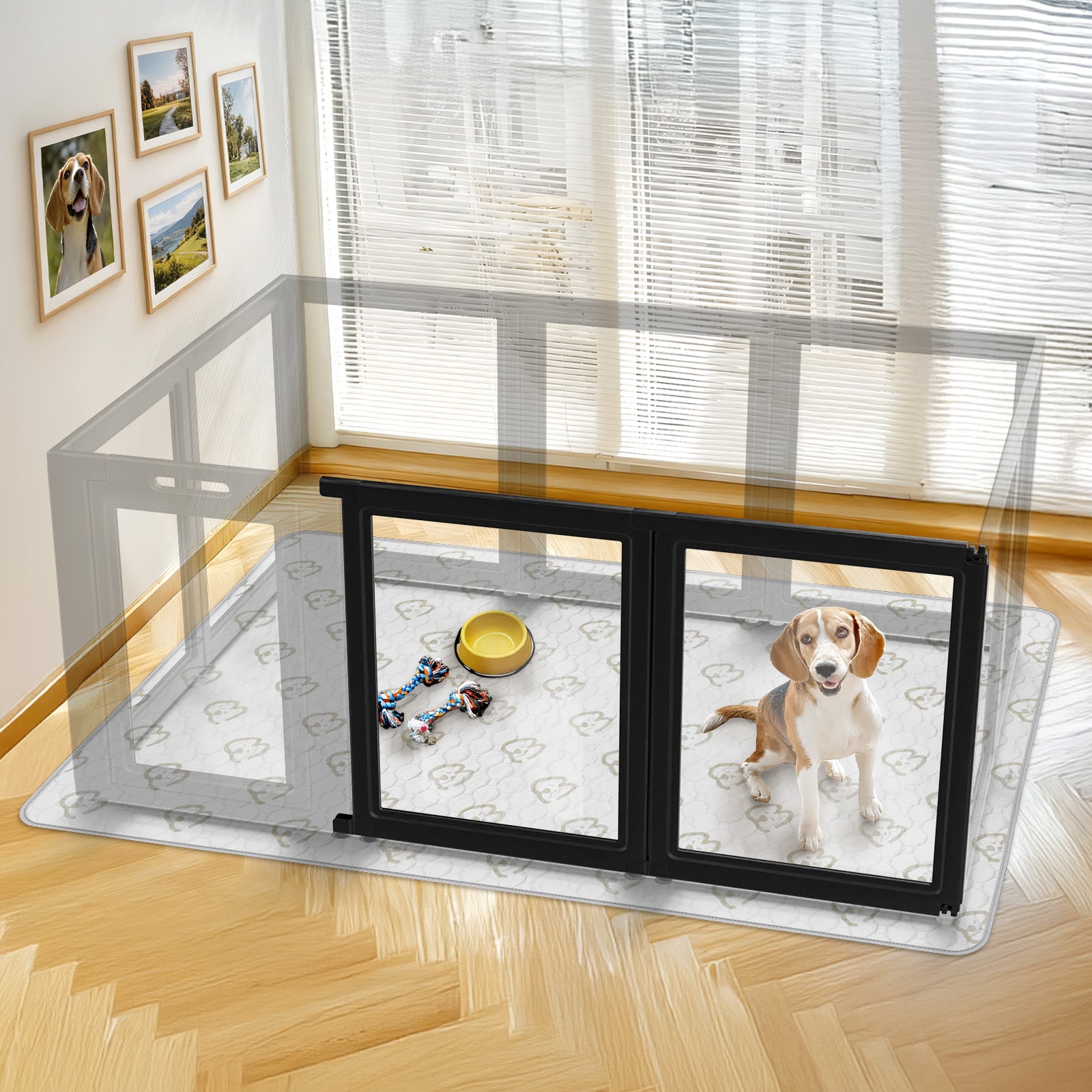 AuraSpace Acrylic Indoor Dog Playpen for Small to Medium Dogs