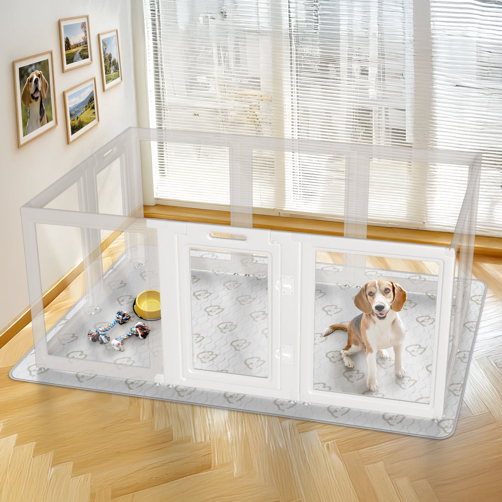 AuraSpace Acrylic Indoor Dog Playpen for Small to Medium Dogs