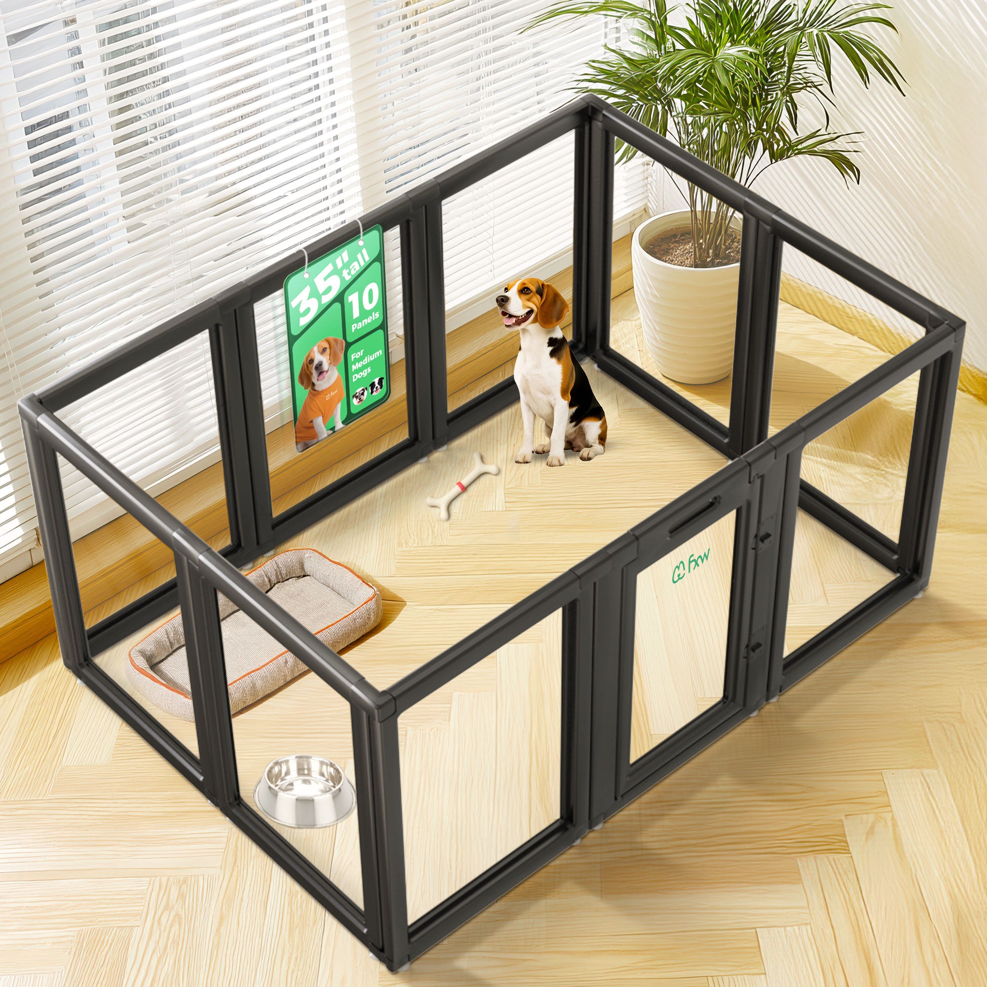 AuraSpace Acrylic Indoor Dog Playpen for Puppies and Small Dogs