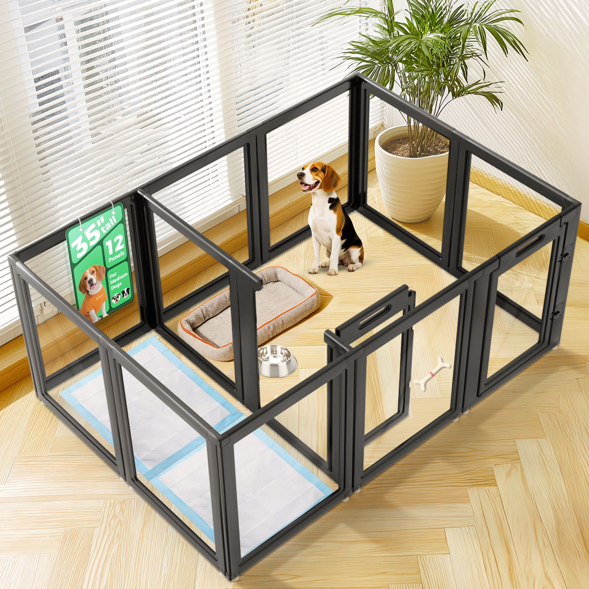 AuraSpace Acrylic Indoor Dog Playpen for Small to Medium Dogs